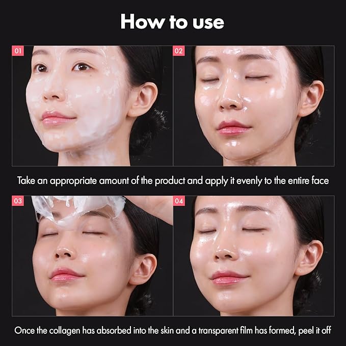 Real Collagen Fit, Hydrolyzed Collagen Wrapping Mask, Peel Off Facial Mask for elasticity, Hydrating, Glow, Glass Skin, Face Moisturizer, Self Care, Korean Skin Care, 1.69 fl. oz, Pack of 2