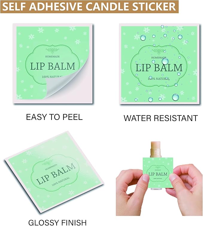CRASPIRE Lip Balm Labels 80pcs Homemade Style-Color）