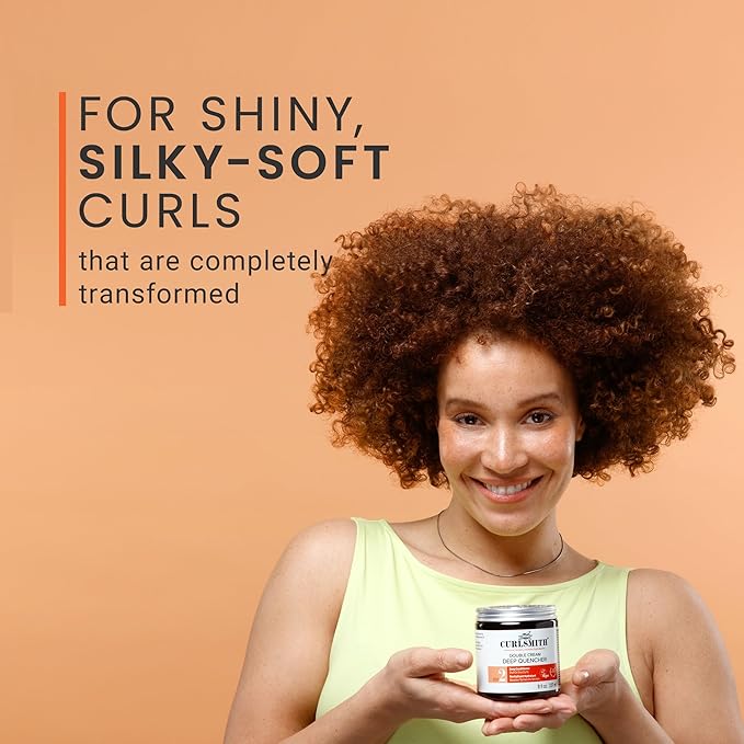 CURLSMITH Double Cream Deep Quencher - Deep Conditioning Mask for Curls, Hydrating and Detangling, For All Curl Types, Vegan & Cruelty Free (8 oz)