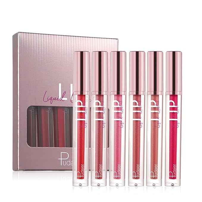 Glitter Lipgloss Set with Gift Box, 6 Colors Glitter