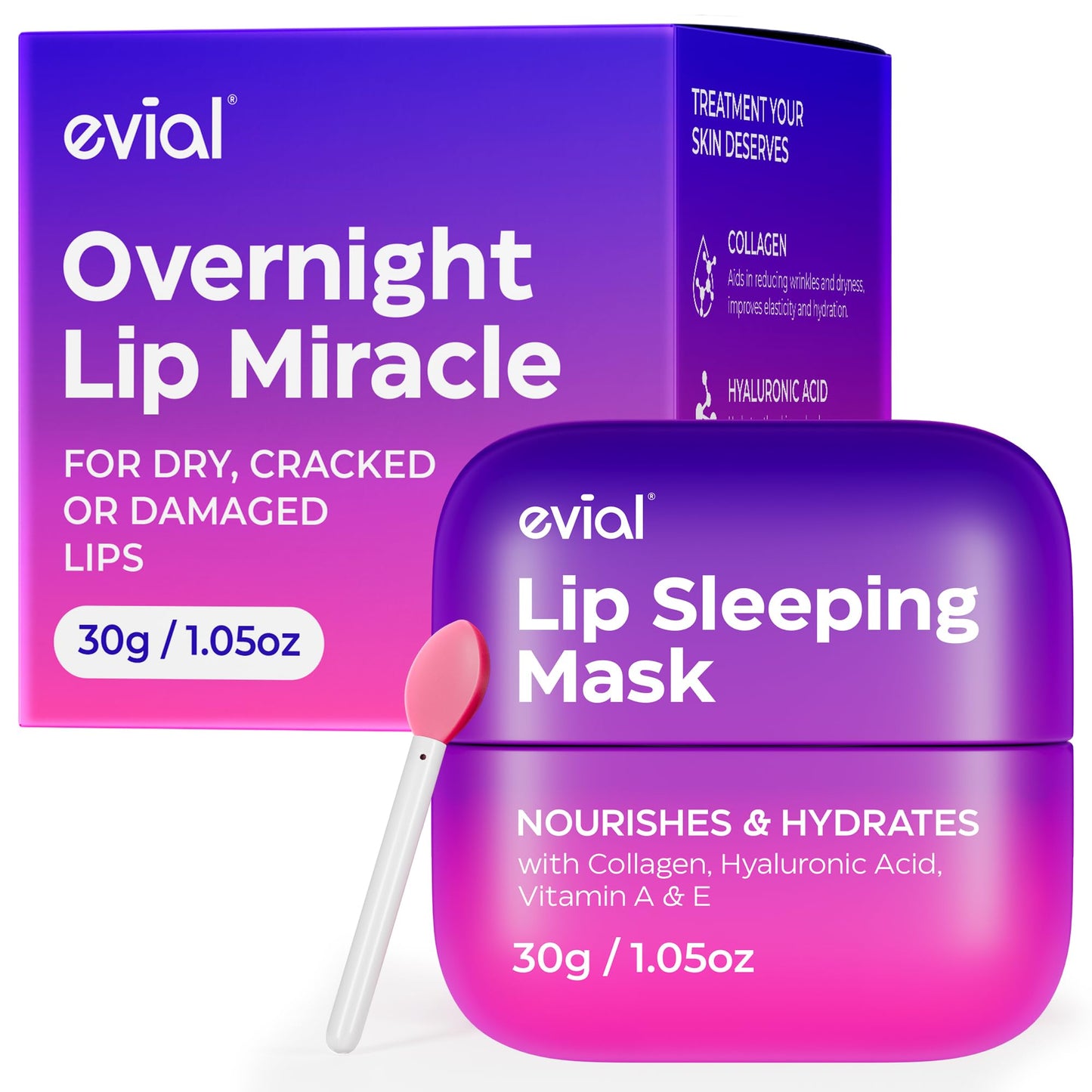 Lip Mask Overnight 30g - Day & Night Lips Balm Hydrating to Soothe Very Dry Lips - Moisturizing Lip Sleeping Mask for Women and Men with Hyaluronic Acid - Bálsamo Hidratante de Labios Care