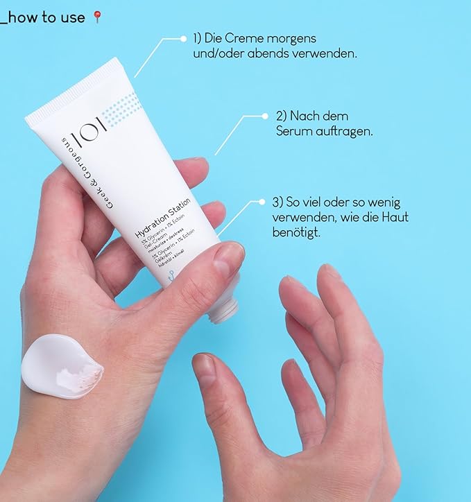 Geek & Gorgeous – Hydration Station – Lightweight Refreshing Gel Cream with Glycerin & Ectoin – For Healthy, Plump-Looking Skin – Suitable for All Skin Types – 1.69 oz