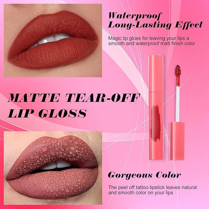 Inyzy 2 Colors Peel Off Matte Lip Tint, Lasting