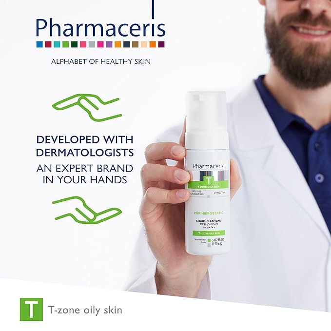 PURI-SEBOSTATIC Sebum Cleansing Dermo Foam, Face Wash, Gentle Cleansing, Removes Excess Oil, Cleanses Impurities & Makeup, pH Neutral, For Oily & Combination Skin, 5.07 fl oz