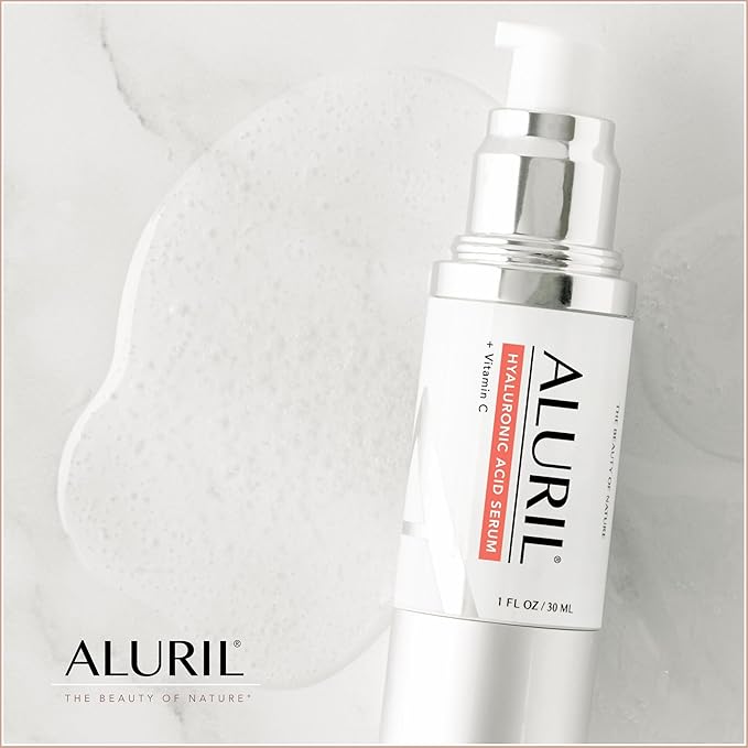 Hyaluronic Acid Serum with Vitamin C - Hydrating & Moisturizing Serum to Soothe Plump Face & Tighten Skin, Enhanced with Vitamin E to Diminish Dark Spots, Fine Lines & Signs of Aging, 1 fl oz