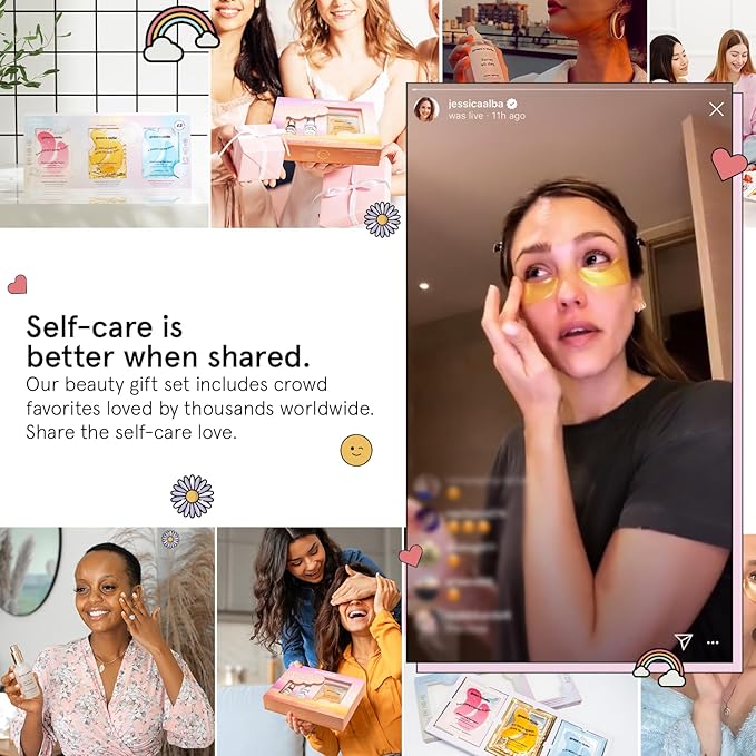 grace & stella Award-Winning Skin Care Set - Birthday Gifts for Women - Travel Essentials with Gold Eye Masks, Hyaluronic Acid Serum & Rose Spray - Bachelorette Party Favors, Teen Girl Gifts - Vegan