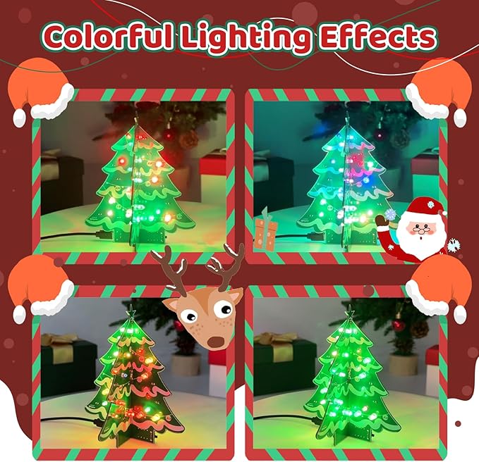 Christmas Tree DIY Soldering Kit – Electronics Xmas Tree Soldering Project with RGB LEDs & Music, Hands-On Christmas Soldering Practice Kit for Teens & Adults STEM Learning Holiday Decor & Gift