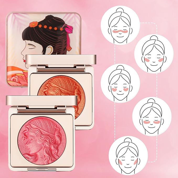 Embossed Smooth Powder Blush Palette for Cheeks,Matte Face