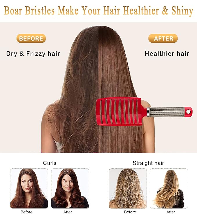 Detangling Brush Boar Bristles Set