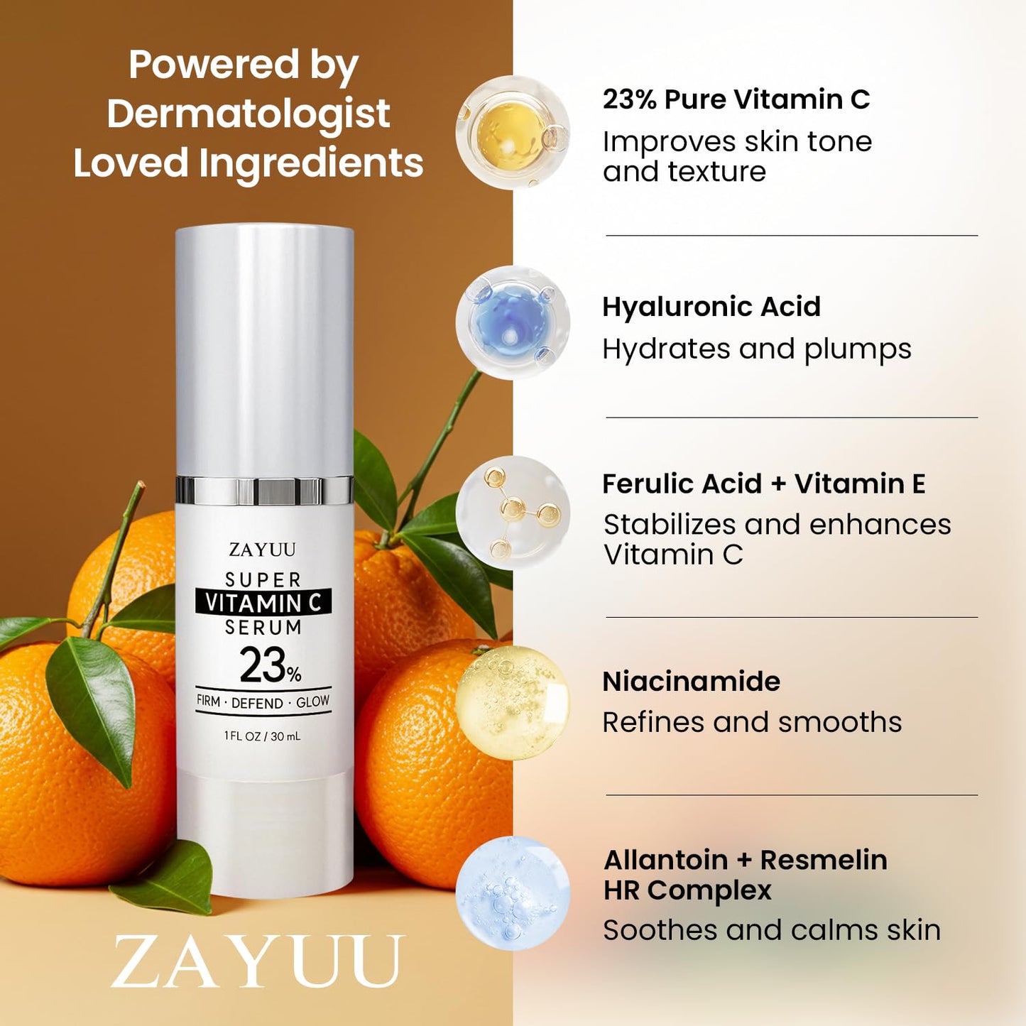 Korean Vitamin C Face Serum: 23% Pure Vitamin C + Hyaluronic Acid, Vitamin E & Ferulic Acid – Anti-Aging Serum for Wrinkles, Dark Spots & Mature Skin – 1 fl oz – Korean Skincare for Radiant Glow