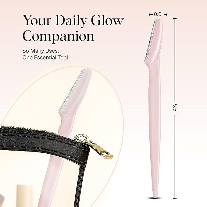 Kitsch Dermaplane Razor for Women Face - Face Razors for Women and Men - Eyebrow Trimmer, Shaver, Recycled Plastic Dermaplaning and Skin Care Tool - Blush, 12 pcs