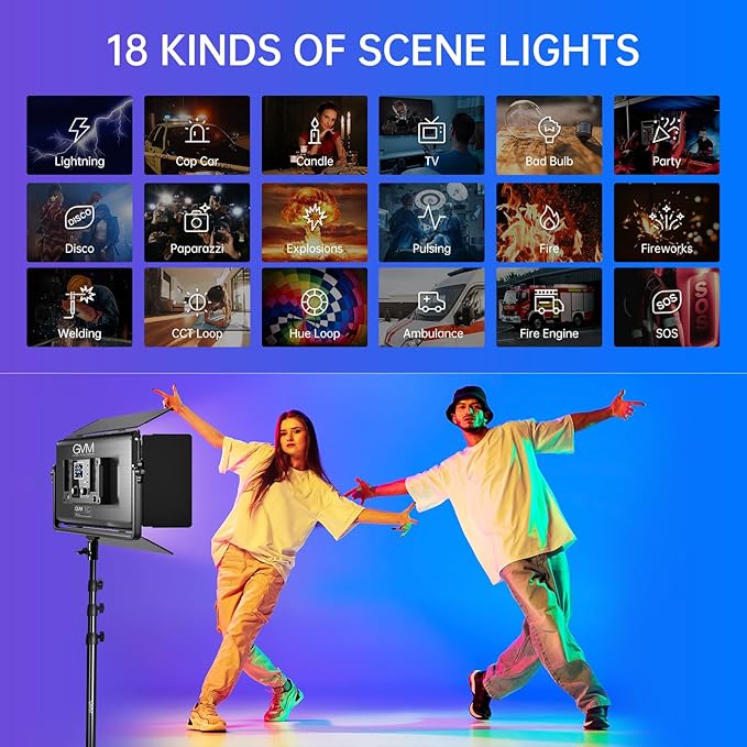 GVM 1500D RGB LED Video Light, 75W Video Lighting Kit with Bluetooth Control, 3 Packs Led Panel Light for Photography, YouTube Studio, Video Shooting, Broadcasting, Conference, 1128 Led Beads