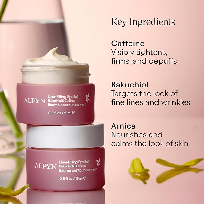 Alpyn Line-Filling Eye Balm with Bakuchiol & Caffeine, Reduce the Look of Fine Lines & Wrinkles, Minimize the Appearance of Puffiness & Target Dark Circles, 0.5 oz / 14 ml