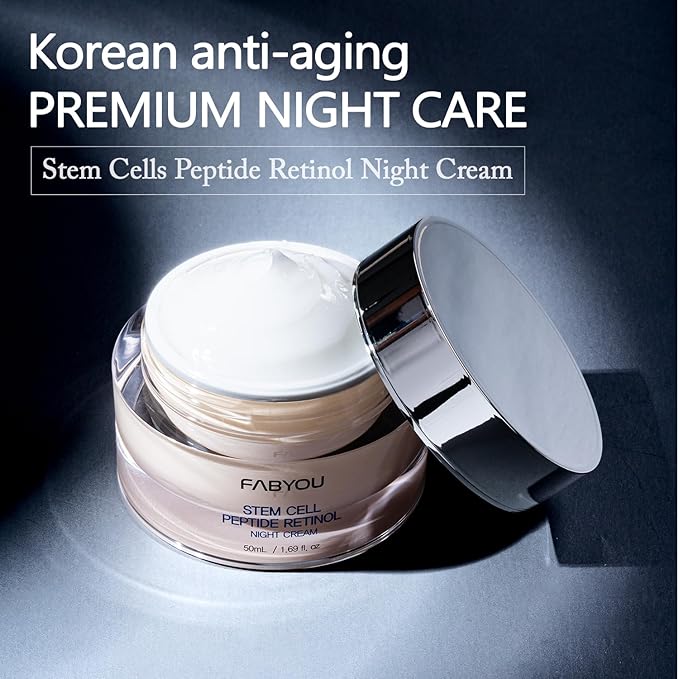 Stem Cell Peptide Retinol Night Cream 1.69 fl oz - Plant-Based Stem Cell for Anti-Aging, Skin Repair, Nourishment, Korean Skin Care for Overnight Facial Recovery
