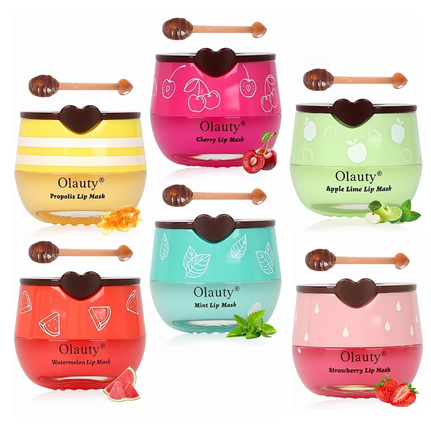 6Pcs Bee Lip Balm Honey Pot,Lip Sleeping Mask Hydrating Prevention Dry and Cracked Lip Scrubs Exfoliator Lip Care,Lip Mask Overnight Reduces Lip Lines