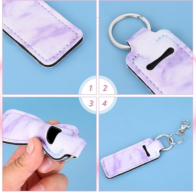 4Pcs Chapstick Holder Keychain, Lip Balm Blue)
