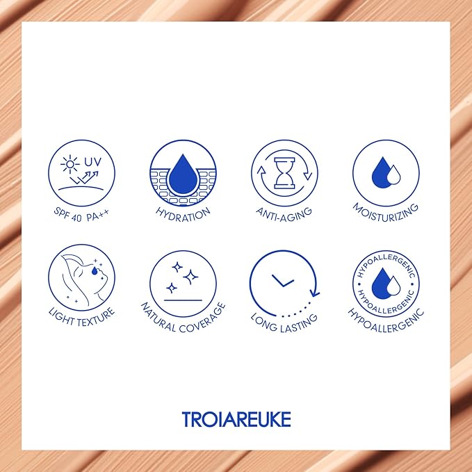 TROIAREUKE Aesthetic BB Cream H+ Formula SPF50+ PA+++, Lightweight Blemish Balm, Tinted Moisturizer with Medium Coverage, Lasting Foundation Makeup Base for Oily Skin | Korean Beauty Makeup