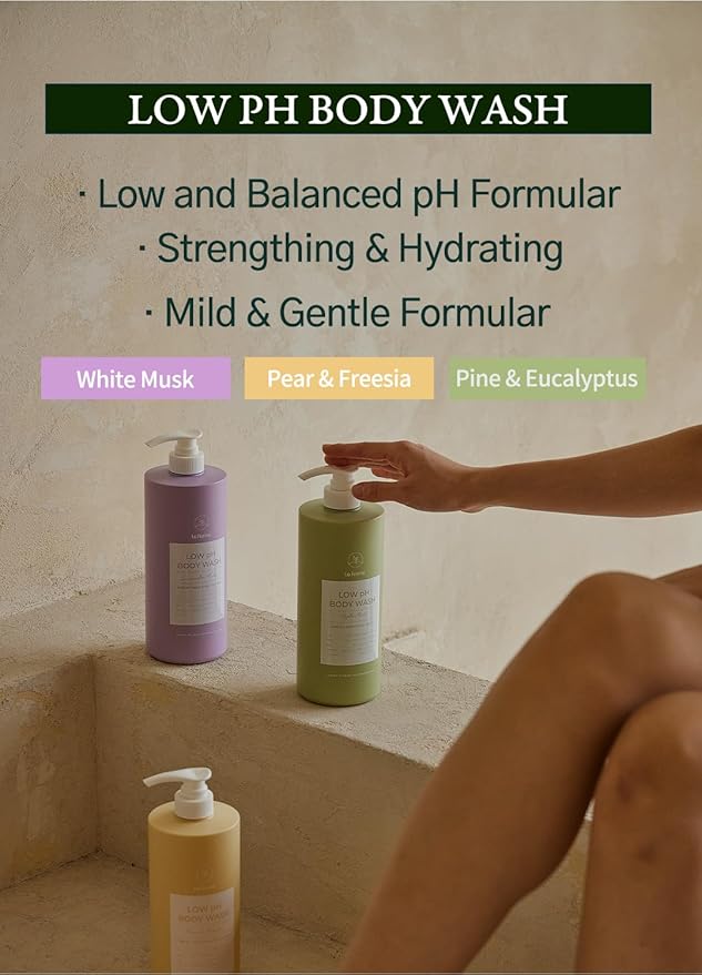 laferme Low pH balanced Gentle Korean Body Wash with Natural & Organic Ingredients, Hypoallergenic for Sensitive Skin, Moisturizing & Hydrating for Dry Skin, For Women & Men, 33 Fl Oz, Apple Mint