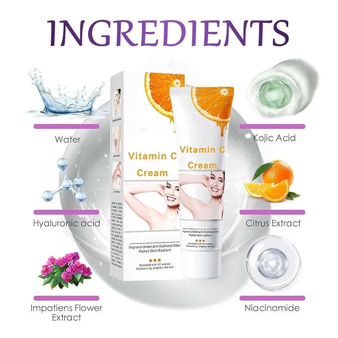 Body VVhitening Cream for Intimate Areas and Bikini Area, Quick Results Vitamin C Skin Care Cream for Underarm, Neck, Armpit, Elbow, Knees, Private Area and Inner Thigh, 1.8 FL.Oz