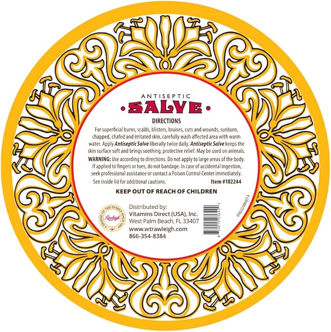 Rawleigh Antiseptic Salve Iconic Yellow Big Tin: 4.5 oz, Multi-Purpose Ointment Soothes Cuts, Bruises, Irritations, with Turpentine, Phenol, Cottonseed Oil & Paraffin, Original Formula - Pack of 3