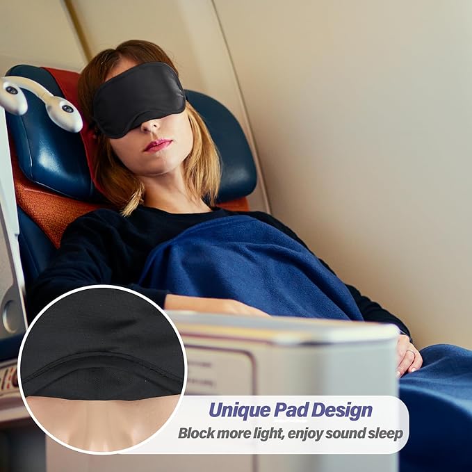 Aneco 50 Pieces Blindfolds Sleep Mask Bulk Eye Mask Shade Cover Blindfolds for Party Games with Nose Pad and Adjustable Strap for Travel Sleep Party Supplies, Black