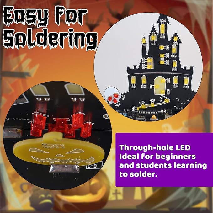 Halloween Music Castle Soldering Kit - DIY Ghost Castle Soldering Project Kit with 2 Lighting Modes & Spooky Sound, Fun Soldering Practice Kit for Teens Adults, Halloween Presents & Decoration