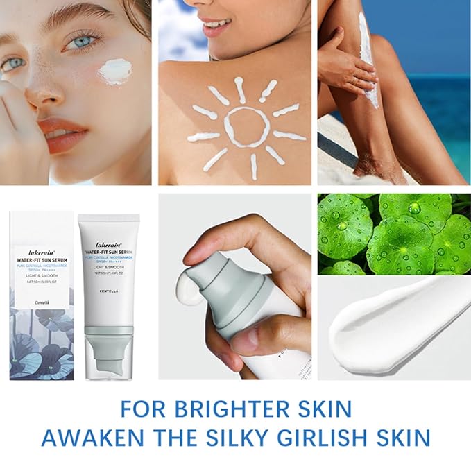 2PCS Centella Sunscreen SPF 50 - Long-Lasting Protection - No White Cast - Moisturizing & Non-Greasy - Centella Madagascar Sunscreen - Hyalu Cica Water-fit Sun Serum 50 ML for Face Body