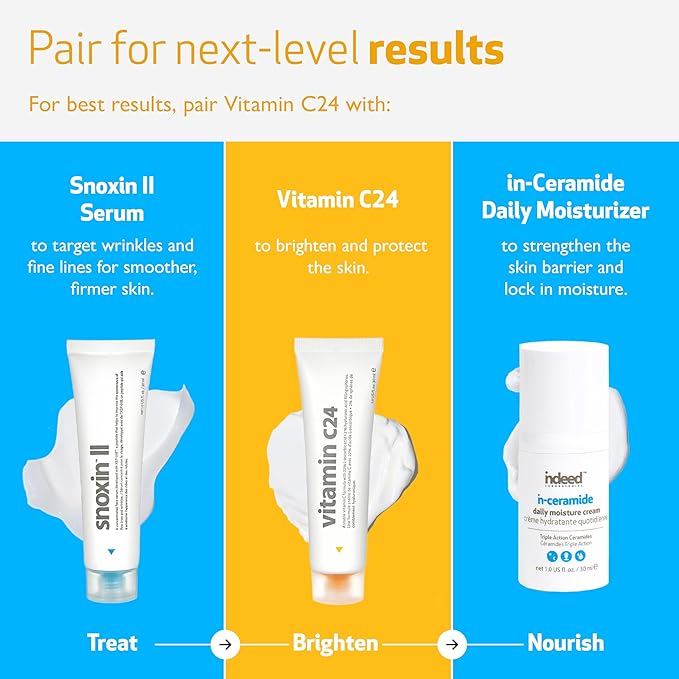 INDEED LABS c24 Vitamin Cream Combined Serum & Moisturizer with Ascorbic and Hyaluronic Acid to Repair and Restore Skin, 30 ml