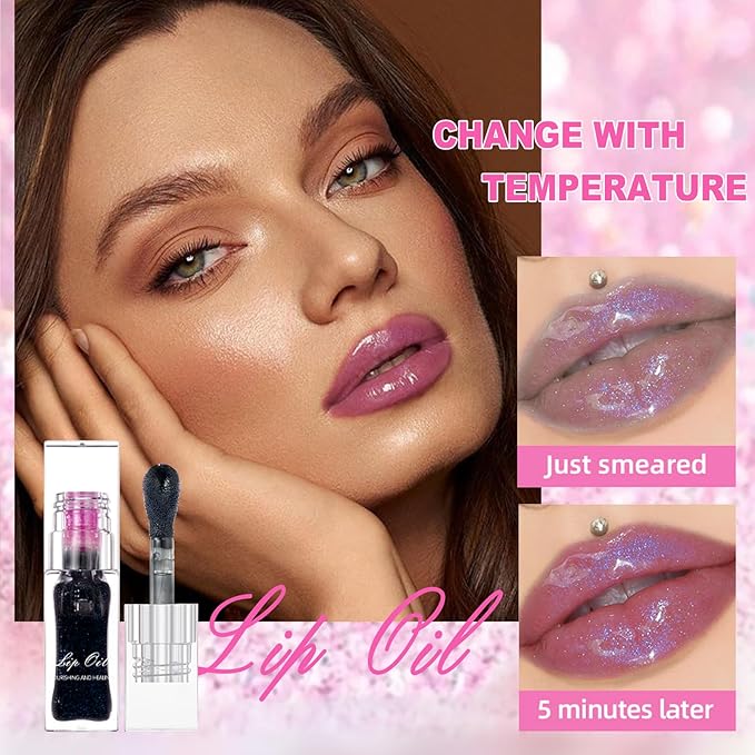 Erinde Magic Color Changing Lip Oil, Moisturizing Lip