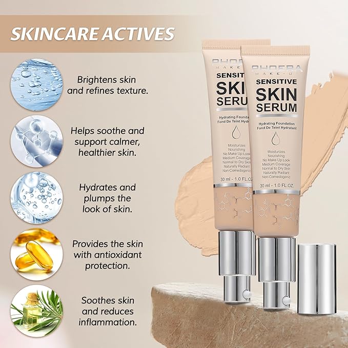 Phoera Foundation Makeup,Flawless Soft Matte Full Coverage with Nude, 1PC)