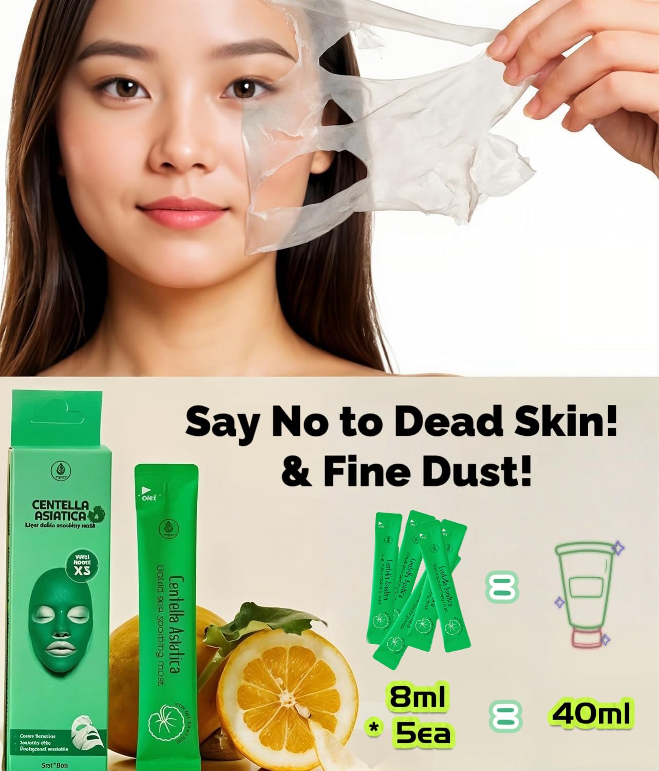 MEDB Korean Wrapping Peel-Off Face Mask for Elasticity, Hydrating & Glow,Face Masks Skincare with Patent Certified,Hydrating Face Masks for Skin Care 8ml x 5ea