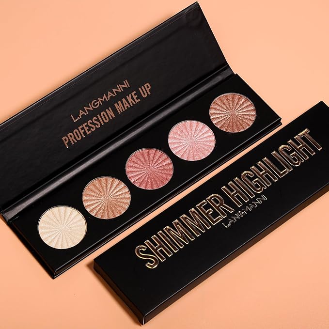 Highlighter Powder Palette, 5 Colors Makeup Palette Contour