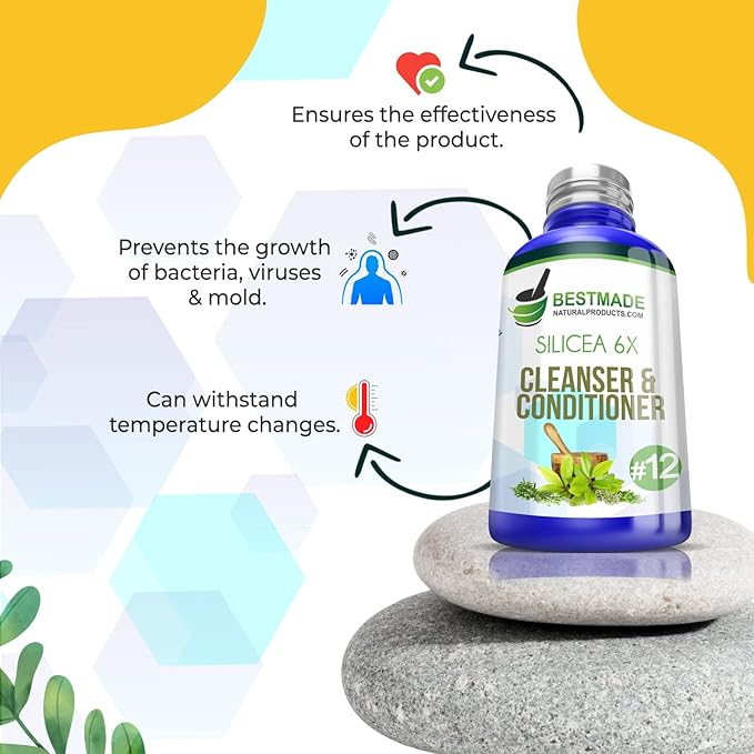 Silicea 6X Cleanser & Conditioner, 300 pellets, Hair Skin and Nail Nutrient, Use for Pimples, Boils, Styes, Ulcers and Excessive Perspiration, Speeds Healing After Surgery, Eases Constipation
