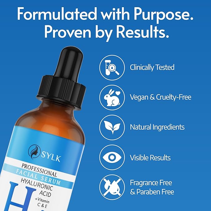 Hyaluronic Acid Serum for Face - Ultra Hydrating Anti Aging & Anti Wrinkle Face Serum with Vitamin C & E - Moisturizing & Plumping Formula for Smooth Skin - Microneedling - Korean Skincare - 2 fl oz