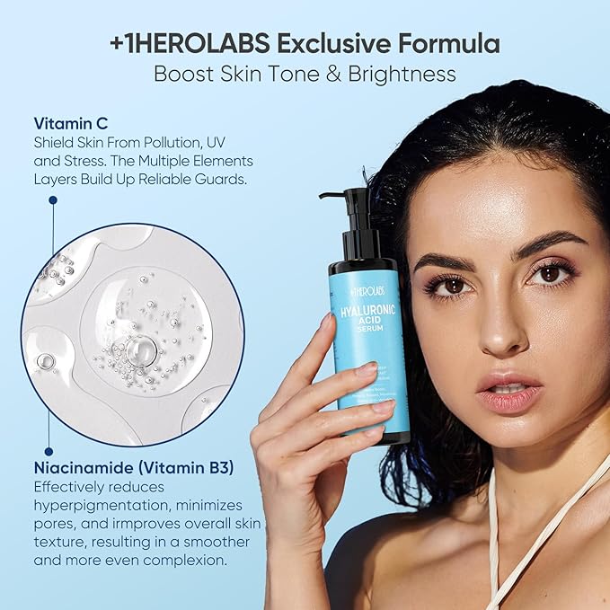 Hyaluronic Acid Serum for Face with Vitamin B5, C, E & Niacinamide, Hydrating & Plumping Face Serum for Sensitive Skin, Fragrance-Free 8.45 Fl Oz