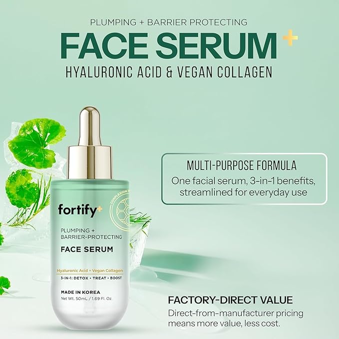Hyaluronic Acid Face Serum with Collagen - 3-in-1: Detox, Treat, Boost - Dermatologist Tested, Ultra Hydrating, Anti-Aging & Protecting - Clean Beauty, Korean Skin Care - 1.7oz 2 Pack