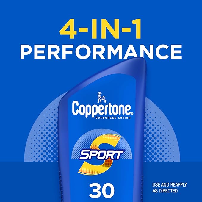 Coppertone SPORT Sunscreen SPF 30 Lotion, Water Resistant Sunscreen, Body Sunscreen Lotion, 7 Fl Oz
