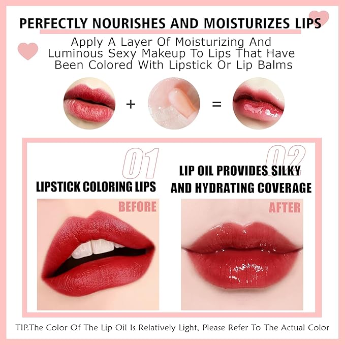 2PCS Lip Oil Set, Hydrating Lip