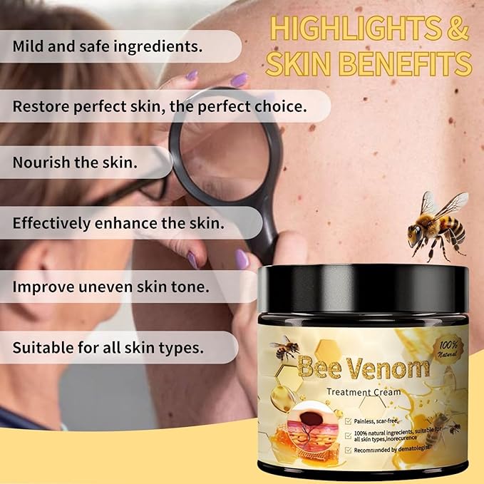 2PCS Bee Venom Skin Treatment Cream, Bee Venom Cream, New Professional Bee Ve-nom Repair cream, Bee Ve-nom Moisturizing Cre-am for All Skin Types