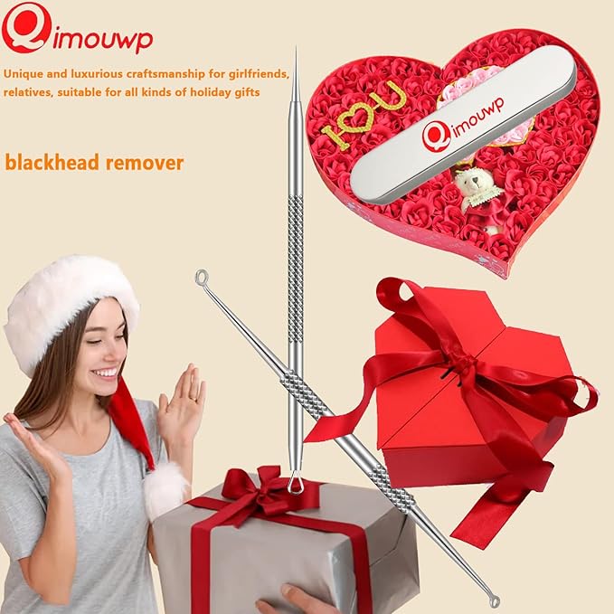 16 Pcs Pimple Popper Kit - Blackhead Remover & Acne Extractor Tool - Professional Stainless Steel Tweezers for Eyebrows, Pimples & Blemishes - Tools for Beauty Salons