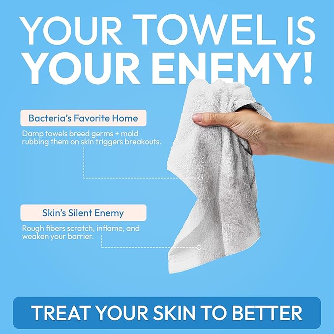 FOMIN Disposable Face Towels - 25 Count (1 Pack) 100% Biodegradable Ultra-Soft Towelette For Washing Face & Makeup Removal, 1ST Certified Vegan & Cruelty Free Facial Washcloth for All Skin Types