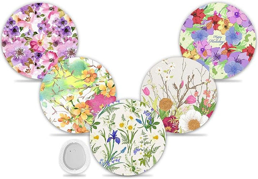 G7 Over Patches 20 Pack Waterproof Adhesive Patch for Dexcom G7 & Stelo CGM Tape Non-Glue Central Full Cover Stelo Overpatch Hypoallergenic & Latex-Free Long Stay for 15 Days, Floral Pattern