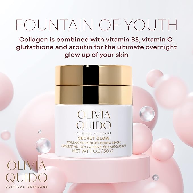 OLIVIA QUIDO Clinical Skin Care Secret Glow |Anti-Aging Collagen White Mask | Brightening Night Cream for Face and Neck| Intense Brightening Glutathione Formula Smoothens For Dewy & Glowing Complexion