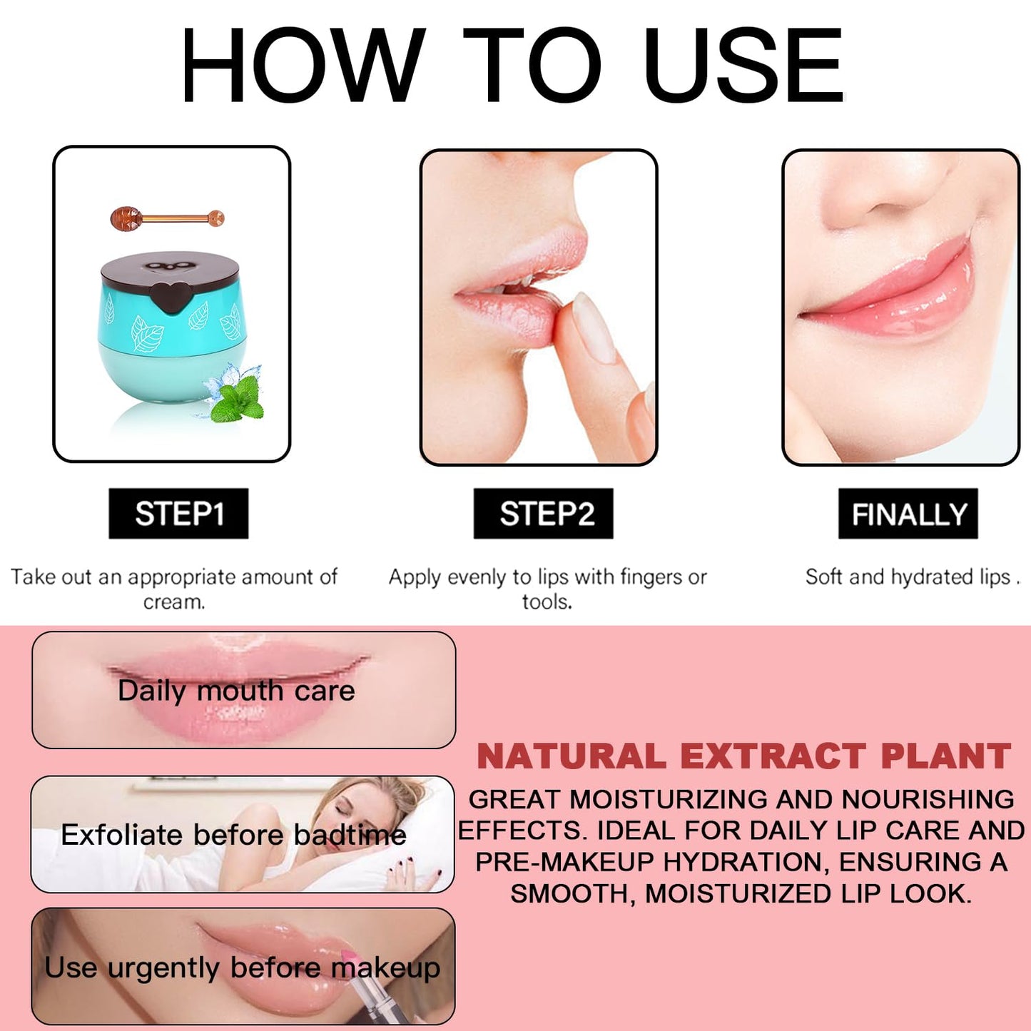 Bee Propolis Aloe Vera Lip Balm - Soothing Lip Sleeping Mask for Dry, Irritated Lips | Aloe Extract & Propolis | Moisturizing, Exfoliating Lip Treatment in Honey Pot Packaging