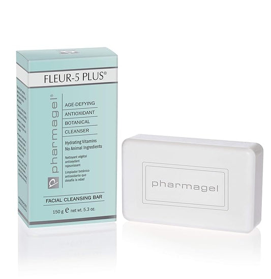 Pharmagel Fleur-5 Plus Antioxidant Gentle Cleansing Bar | Natural Daily Bath and Face Wash Soap | Deep Cleaning Soap for Sensitive Skin - 5.3 oz