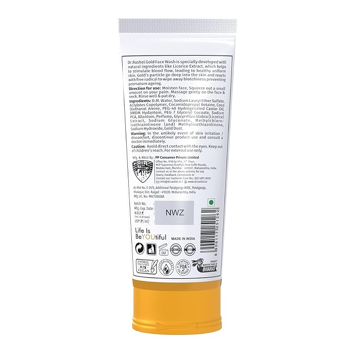 Gold Face Wash The Complexion With Licorice Extract With No Parabens, Sls, Silicones & Colour - 100 ml /3.38 Fl Oz