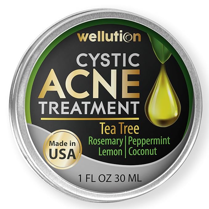 Cystic Acne Spot Treatment – Tea Tree Acne Cream – Fast-Acting Acne Spot Corrector for Face, Pimples & Blemishes – Non-Greasy, Gentle Formula – 1oz – by WELLUTION