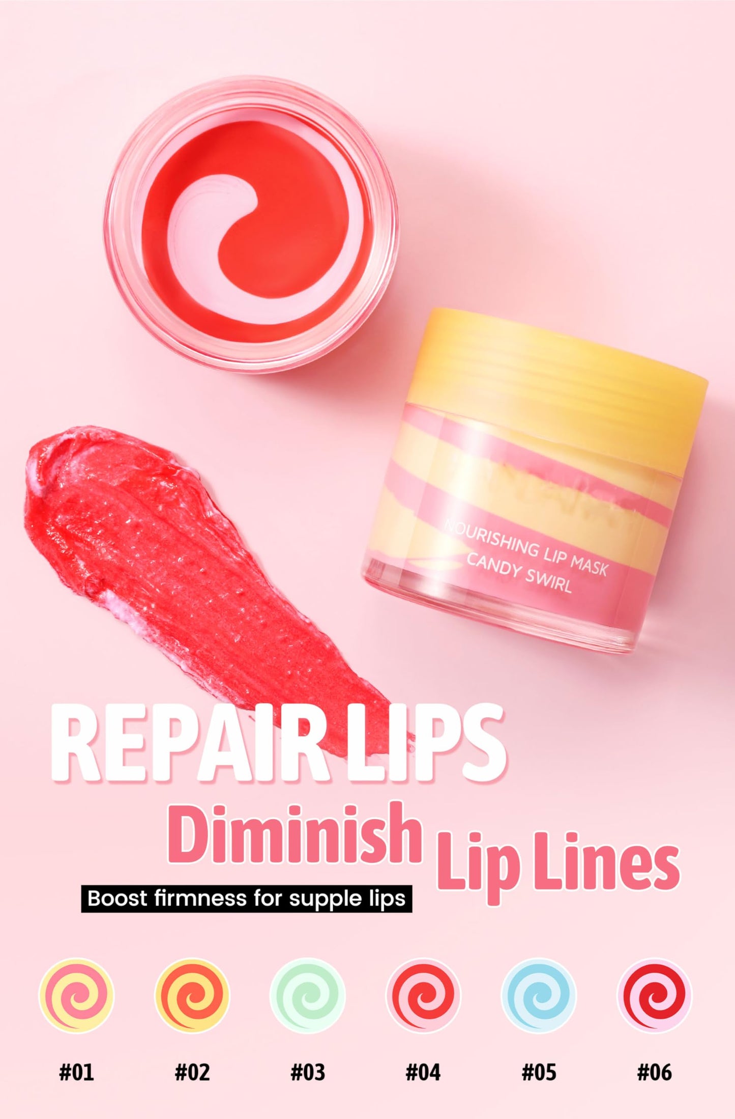 Easilydays Lip Plumper Nourishing Flavor Lip Mask, Candy Swirl Nourishing Balm Hydrating, Firming, Soft, Smooth Moisturizing For Women Lip Lines, Dry Lips, Overnight Lip Sleeping Mask, Vegan, 03#Mint
