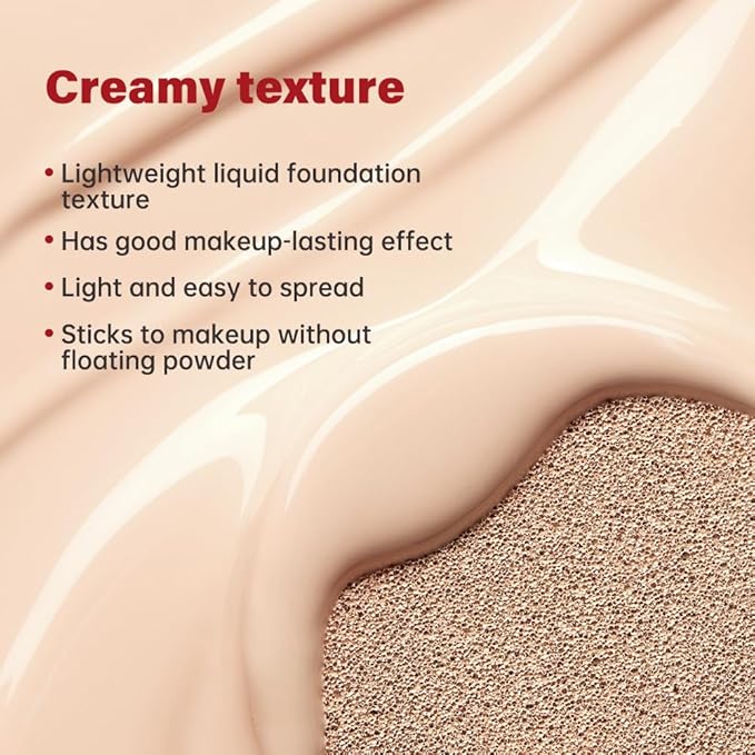 Flawless Glass Skin with Cushion Foundation - Long-lasting, lvory, ) 18g