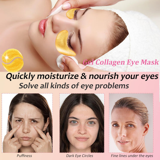 32 Pairs Eye Masks & Lip Masks, Collagen Crystal Lip Mask and Eye Mask, Crystal Collagen Eye Patches for Puffy Eyes, Effectively Eliminates Dark Circles and Eye Bags, Reduces Lip Wrinkles